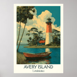 Póster Faro de Vintage de Avery Island Louisiana Marsh