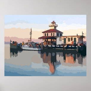 Póster Faro del Canal de la Cuenca de Nueva Orleans