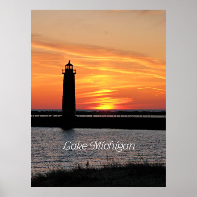 Póster Faro del lago Michigan (Frente)