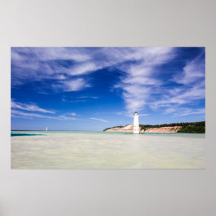 Póster Faro del muelle de Frankfort del Norte, Frankfort,