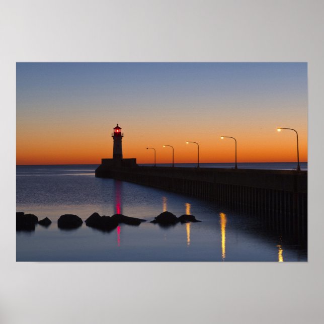Póster Faro del muelle norte en Duluth, Minnesota, (Frente)
