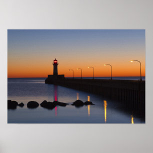 Póster Faro del muelle norte en Duluth, Minnesota,