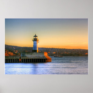 Póster Faro del norte del embarcadero con la nave alta