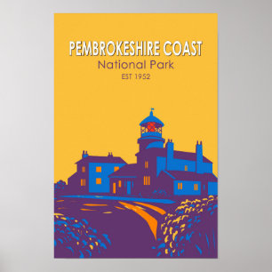 Póster Faro del Parque Nacional de la Costa de Pembrokesh