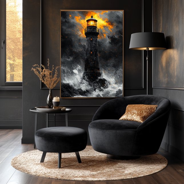 Póster Faro dramático en medio de una tormenta en estilo  (Subido por el creador)