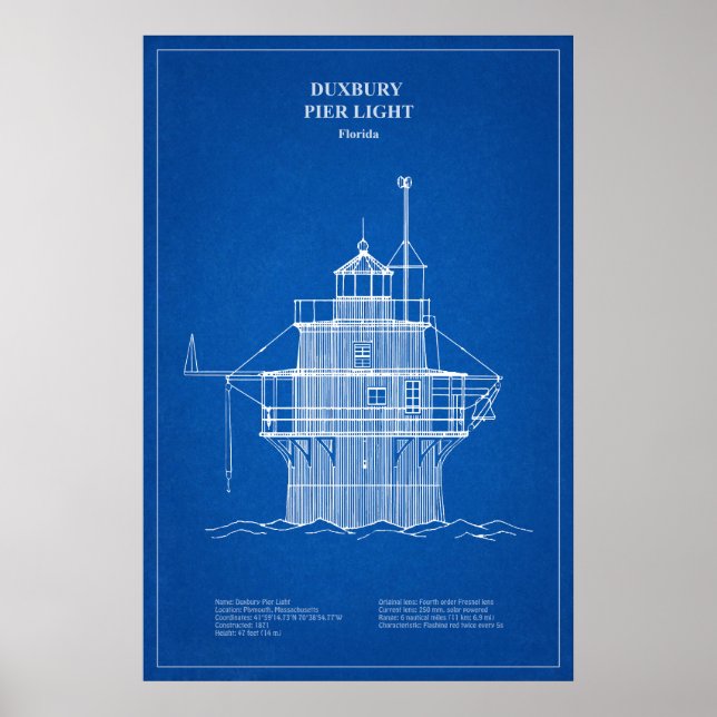Póster Faro Duxbury Pier Light - Massachusetts – AD (Frente)