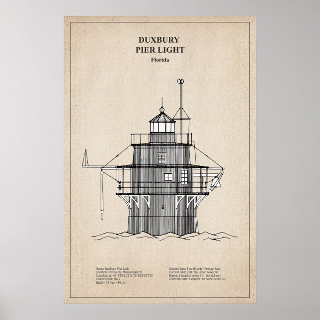 Póster Faro Duxbury Pier Light - Massachusetts -SBD (Frente)