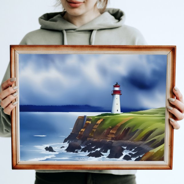 Póster Faro en la acuarela acantilados (Subido por el creador)