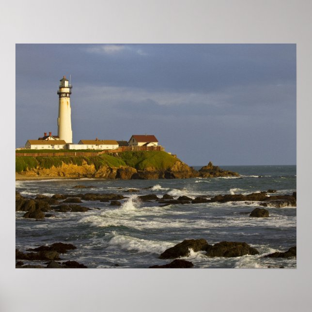 Póster Faro en Pigeon Point State Beach en San 2 (Frente)