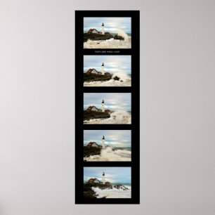 Póster Faro Gigante de Olas Collage de fotos Portland Hea