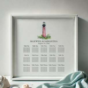 Póster Faro GRÁFICO de la boda de playa