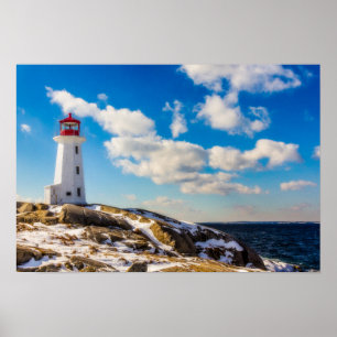 Póster Faro Invierno En Peggy'S Cove, Nueva Escocia
