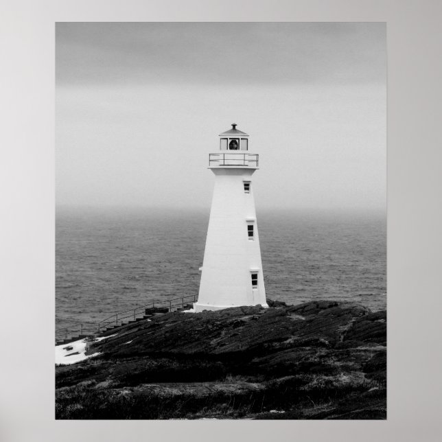 Póster Faro Minimalista blanco negro (Frente)