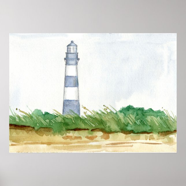 Póster Faro Morris Island South Carolina Winter (Frente)