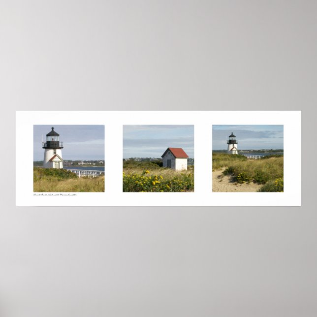 Póster Faro Nantucket, Triptych de Massachusetts (Frente)