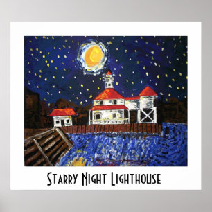 Póster Faro nocturno de Starry