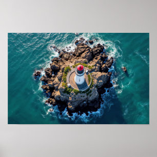 Póster Faro Océano Mar Naturaleza Marino Costa Ola