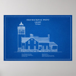 Póster Faro Old Mackinac Point - Michigan – AD