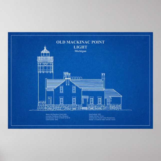 Póster Faro Old Mackinac Point - Michigan – AD (Frente)