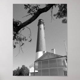 Póster Faro Pensacola en blanco y negro
