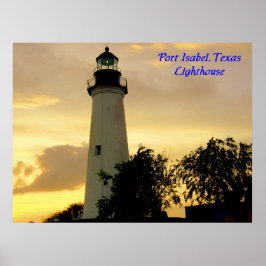 Póster Faro Port Isabel al atardecer poster