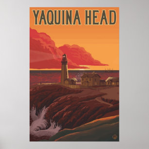 Póster Faro principal de Yaquina, Oregon - poster del