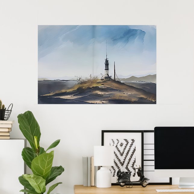 Póster Faro que te guía a casa (Oficina en casa)