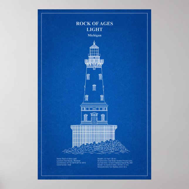 Póster Faro Rock of Ages - Michigan – AD (Frente)
