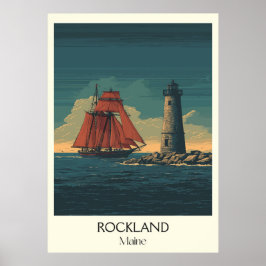 Póster Faro Rockland Maine Vintage