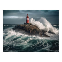 Faro rodeado de olas