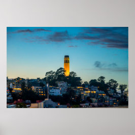 Póster Faro sobre la bahía