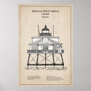 Póster Faro Thomas Point Shoal - Maryland - SBD