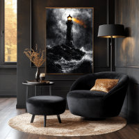 Faro tormentoso en estilo monocromo dramático