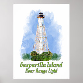 Póster Faro trasero de Gasparilla Island - Florida