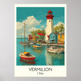 Póster Faro Vermilion Ohio Harbour Town Lake Erie