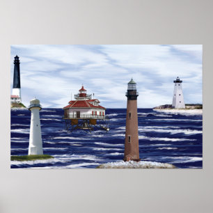 Póster faros costeros del golfo