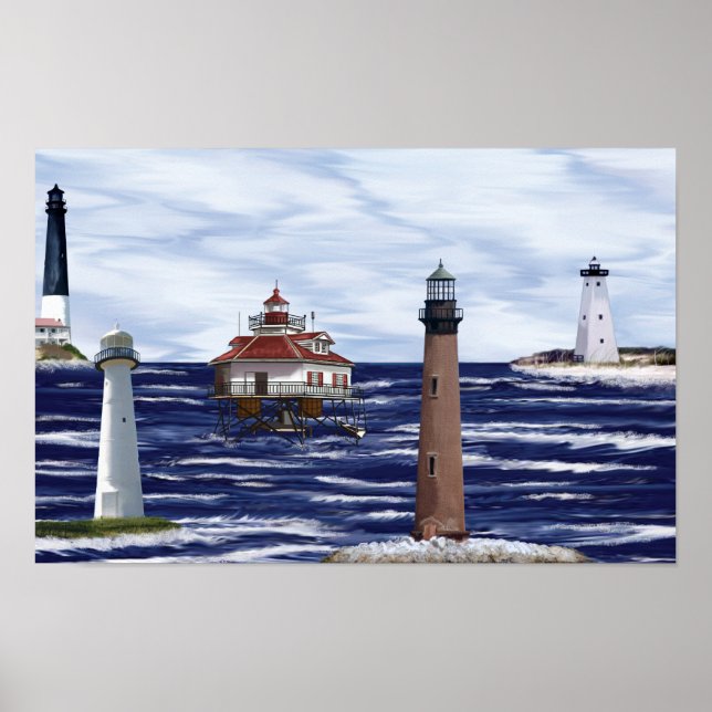 Póster faros costeros del golfo (Frente)