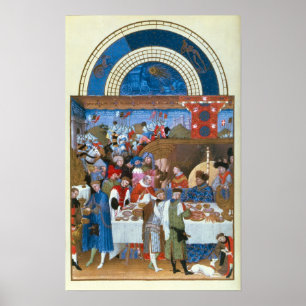 Póster Fascimile of January: banquet scene