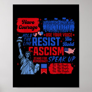 Póster Fascismo Resista Estatua Activista Liberal De Libe