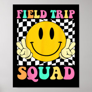 Póster Fase de sonrisa hippie del día de campo del escuad