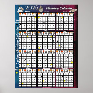 Póster Fase Lunar Astrológica Anual 2026