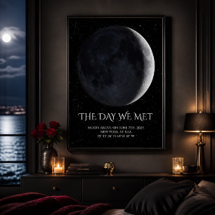 Póster Fase Lunar Por Fecha Parejas Personalizadas