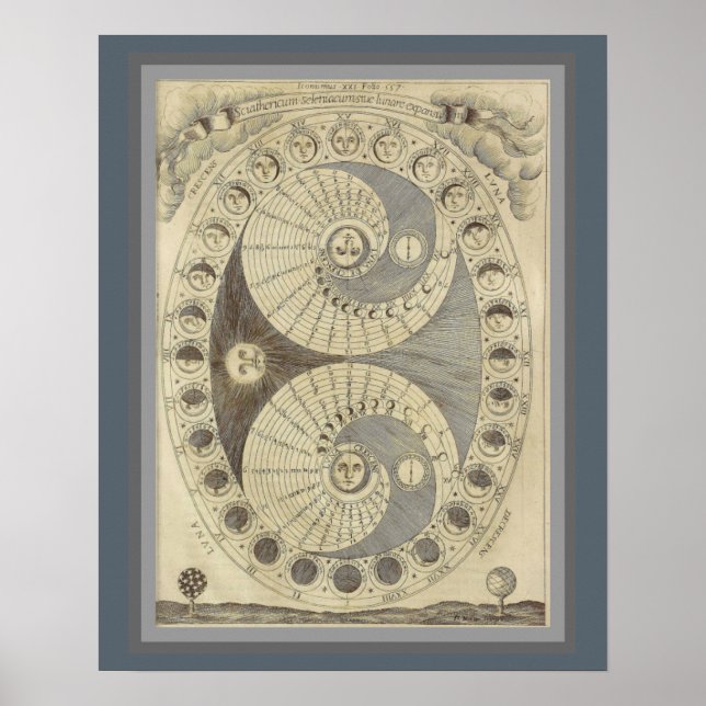 Póster Fases antiguas de la luna 16 x 20 Poster (Frente)