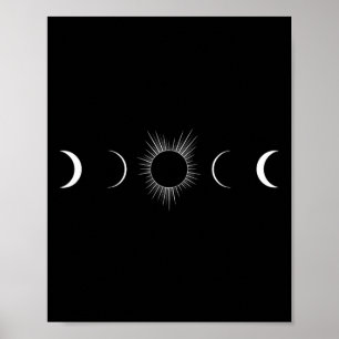 Póster Fases de la luna del eclipse solar Totalidad