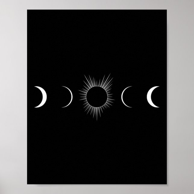 Póster Fases de la luna del eclipse solar Totalidad (Frente)