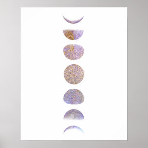 Póster Fases de la luna del purpurina de la lavanda y del