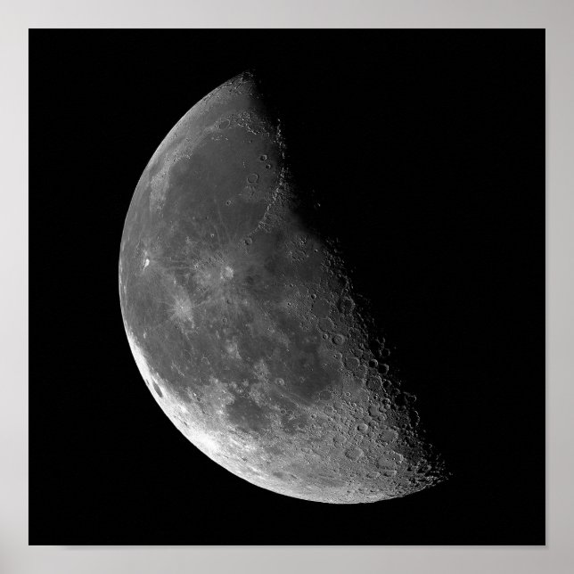 PÓSTER FASES DE LA LUNA, MEDIA LUNA. FOTO 4 DE 5. (Frente)