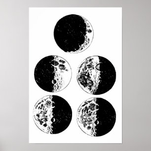 Póster Fases lunares Espacio astronómico ilustraciones de