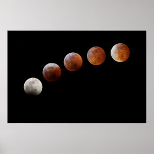 Póster Fases plenas de la luna Eclipse total de luna   Co