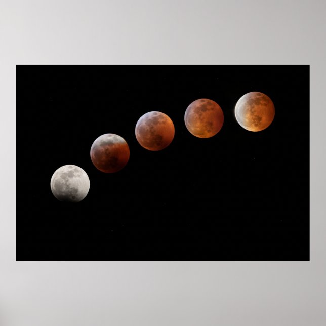 Póster Fases plenas de la luna Eclipse total de luna | Co (Frente)